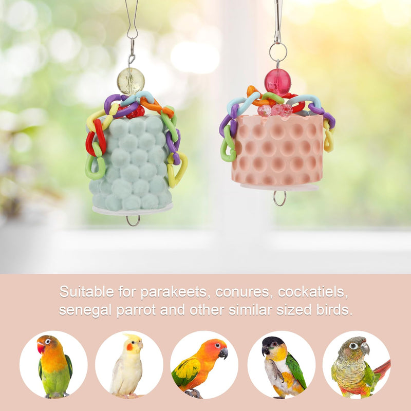 Wontee Bird Beak Grinding Stone Bird Calcium Block Chewing Treats Toy for Budgies Cockatiels Conures Quaker Senegal Parrot, 2PCS (Orange+Green) Orange+Green