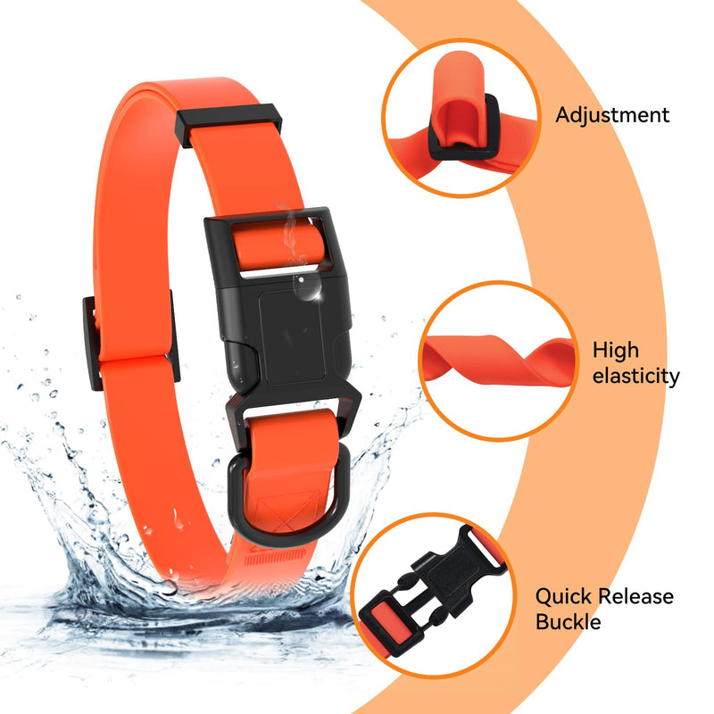 Waterproof Dog Collar, Easy to Clean Rubber Dog Collars with Quick Release Buckle Fits Small Medium or Large Dogs (Orange, L < 15.4-24.8 inch) L (15.4-24.8 inch) Orange - PawsPlanet Australia