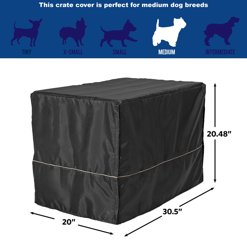 MidWest Homes for Pets Medium Dog Crate Cover, Black Polyester Privacy Kennel Cover Fits Most 30-inch Crates, Machine Washable, Reduces Barking & Chewing - PawsPlanet Australia