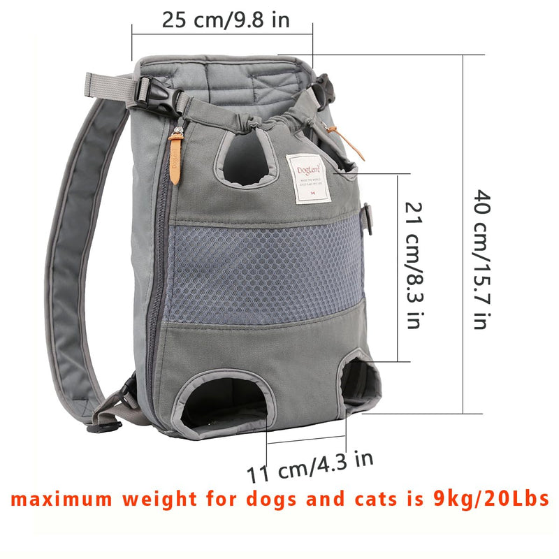 Lifeunion Legs Out Dog Carrier Backpack Hands-Free Adjustable Pet Travel Carrier for Small Medium Dogs Cats Motorcycle Hiking Walking (Grey) Grey - PawsPlanet Australia