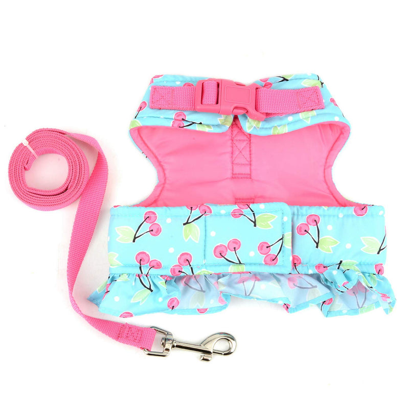 SELMAI Cat Harness and Leash for Walking Escape Proof Cherry Vest Harness for Small Dogs Boys Girls Kitten Puppies Easy on Jacket Soft Padded Cat Vest for Walking Outdoor Spring Autumn S blue cherry
