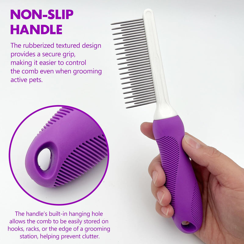 Professional Detangling Pet Comb, Dual-Length Stainless Steel Teeth for Dogs Cats for Dematting and Grooming