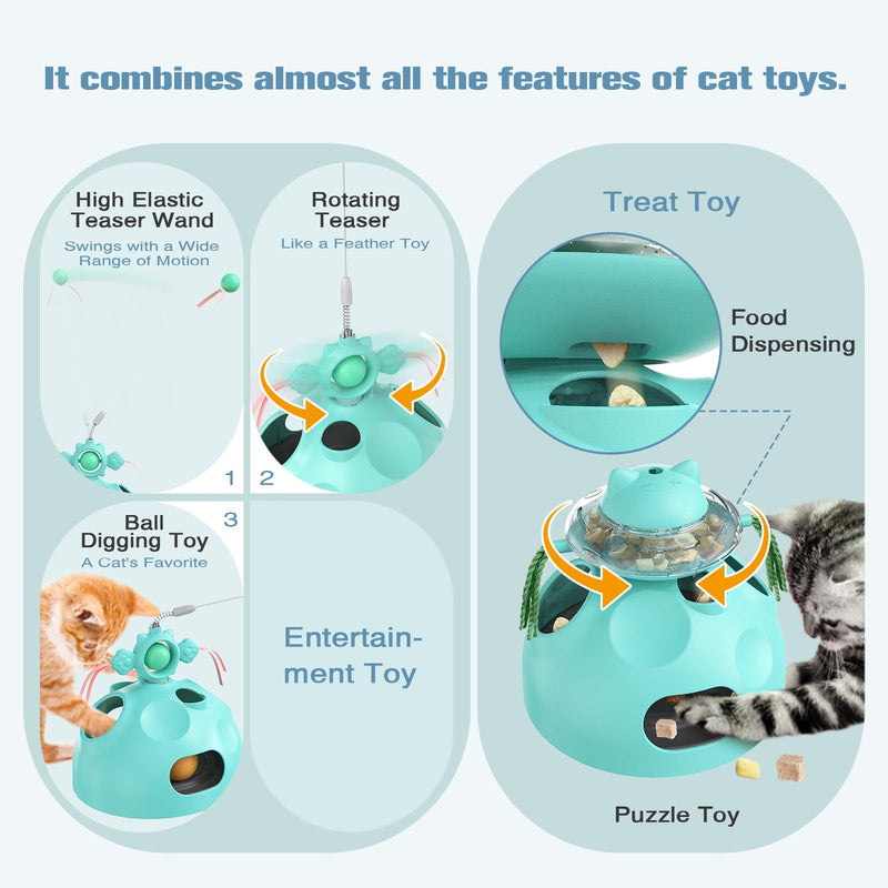 Interactive Cat Toys for Indoor Cats,4 in 1 Cat Treat Puzzle Slow Feeder Cat Wand Dancer Rolling Treat Ball Maze,Cat Treat Dispenser Puzzle Toy Cat Toys for Indoor Cats for Kitten Adult Cat - PawsPlanet Australia