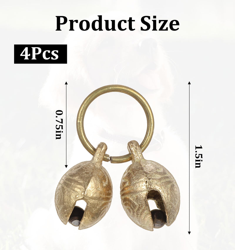 Dog Collar Bells for Small Dogs, 4Pcs Extra Loud Jingle Bells for Cat Collar Pet Tracking, Perfect for Safety & Identification, Copper 1.5 Inch - PawsPlanet Australia