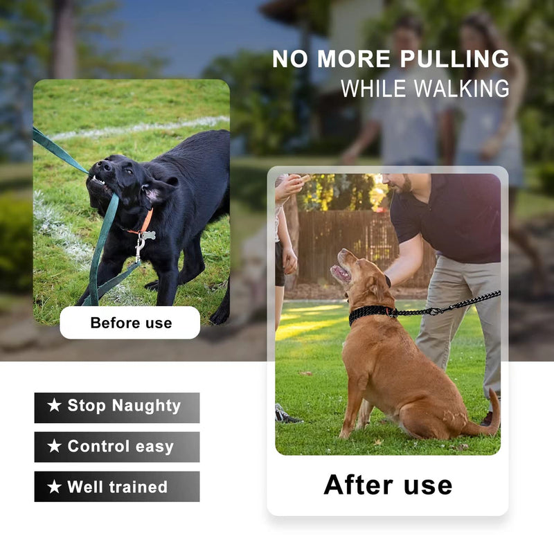 Black Dog Chain Collar Stainless Steel Black Dog Collar Adjustable Walking, Metal Cuban Link Dog Collar Chew Proof Double Row Chain Dog Collar for Large Small Medium Dogs L 22"-24" - PawsPlanet Australia