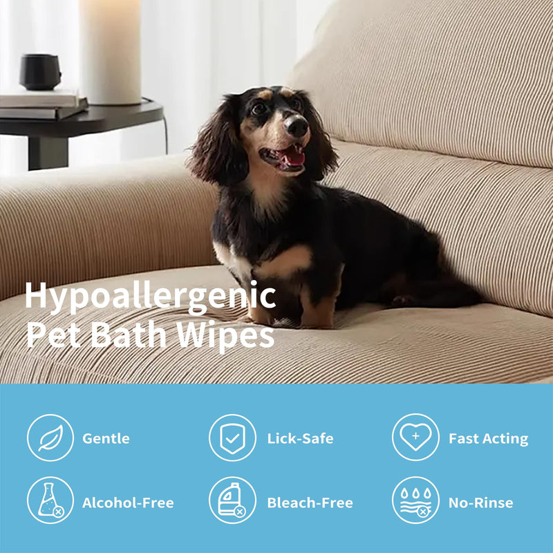 Hypoallergenic Pet Grooming Wipes for Dogs & Cats - Coconut Oil Cleaning & Deodorizing Bathing Wipes with Hydrating Formula for All Body Parts,Dog Cleaning Wipes Remove Odor (3 Pack) 3 PACK - PawsPlanet Australia