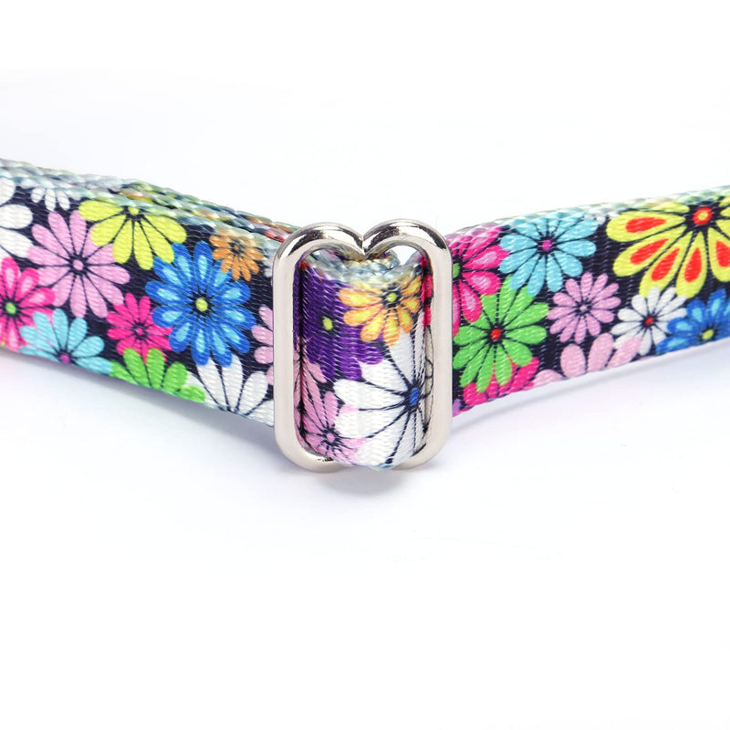 Heavy Duty Nylon Dog Collar, Adjustable Martingale Dog Collar for Walking Training Boy and Girl Dogs Medium Large Dogs (L:45-53CM, Strawberry Flowers) L:45-53CM - PawsPlanet Australia