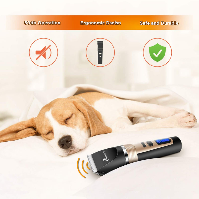 Gimars Cordless 3-Speed Dog Clippers with Stainless Steel Dog Grooming Scissors Kits, Low Noise Quiet Rechargeable Pets Hair Thick Coats Trimmers Dog Shaver Clippers Kit for Dogs Cats Pet… - PawsPlanet Australia