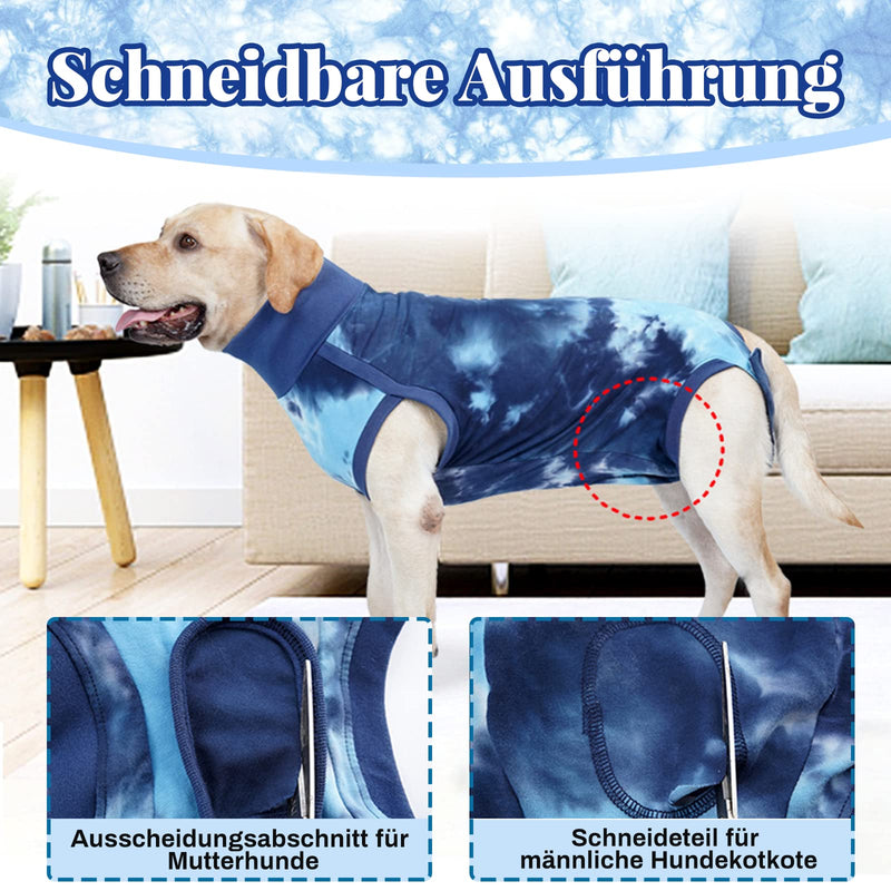 Dog Bodysuit After Surgery Dog Castration, Surgical Suit Dog Castration Dog, Dog Body Suit After Castration for Dogs Surgery Suit Pet Shirts (Bandages -Dyed Blue, S)