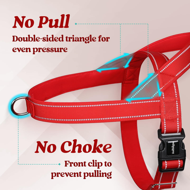rabbitgoo Dog Harness No Pull, Quick Fit for Small Dogs with Soft Padded Handle, Chest Adjustable Reflective Pet Vest, No Choke Escape Proof for Walking Training, Red M - PawsPlanet Australia
