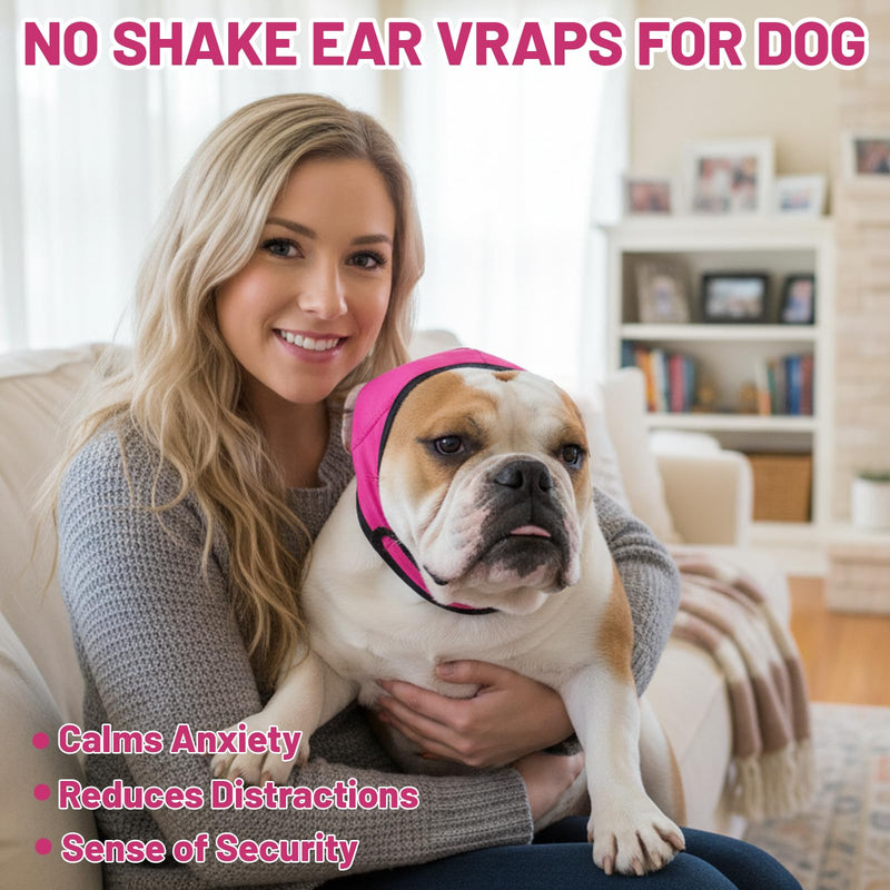 Dog Ear Defenders, Happy Hoodie for Dogs, Ear Protectors Noise Cancelling, Dog Snood Ear Protector for Fireworks,Rose Pink, Medium Size