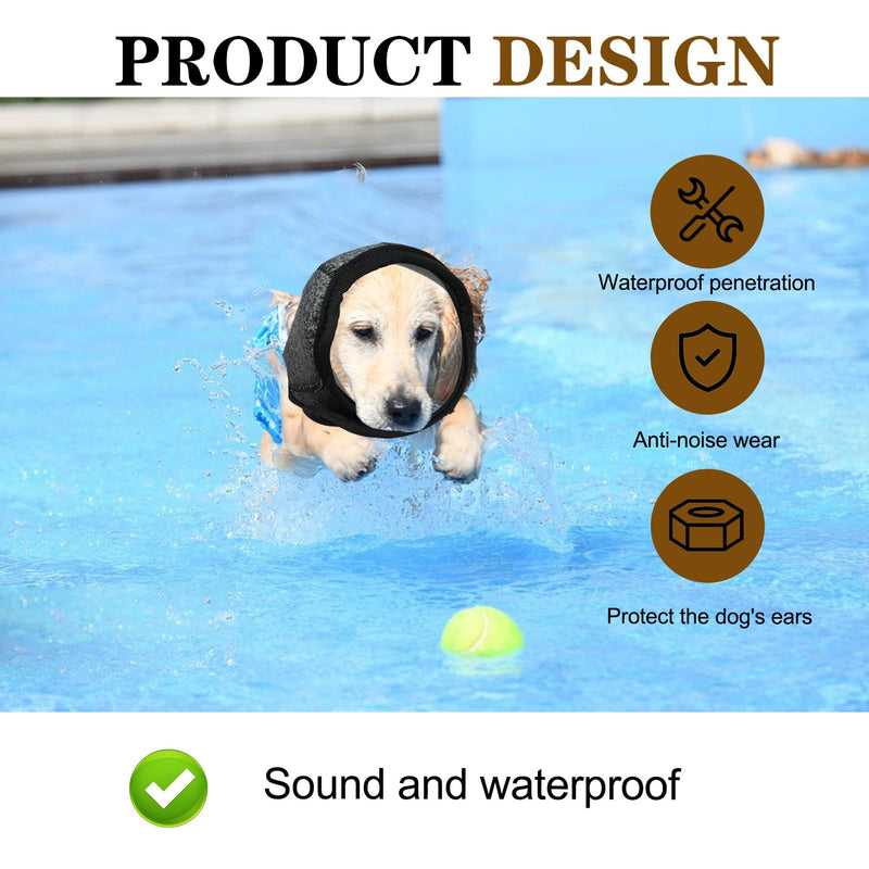 Dog Ear Covers for Bath, Swimming, Grooming & Noise Protection, Adjustable Water Resistant Dog Shower Cap Ear Wrap with Comfortable Breathable Fabric,M (Gray, S) Gray