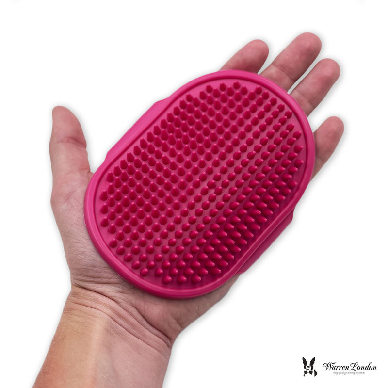 Warren London 2-in-1 Bath & Groom Brush for Dogs & Cats – Red Silicone Scrubber & Applicator for Shampoo, Hydrating Butter or Leave-In Conditioner – Gentle Massaging Grip - PawsPlanet Australia
