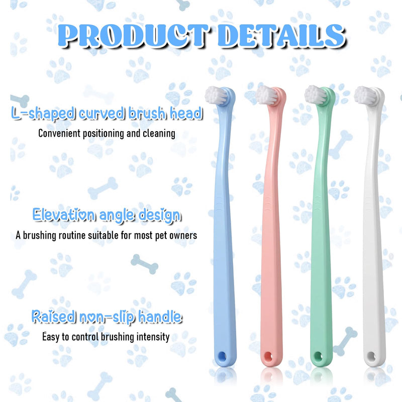 4pcs Small Dog & Cat Toothbrush, Pet Toothbrush Mini Head Soft Tooth Brush Deep Clean Puppy Tooth Brushing Kit for Small to Large Dogs Cats Portable Travel Friendly and Easy to Use