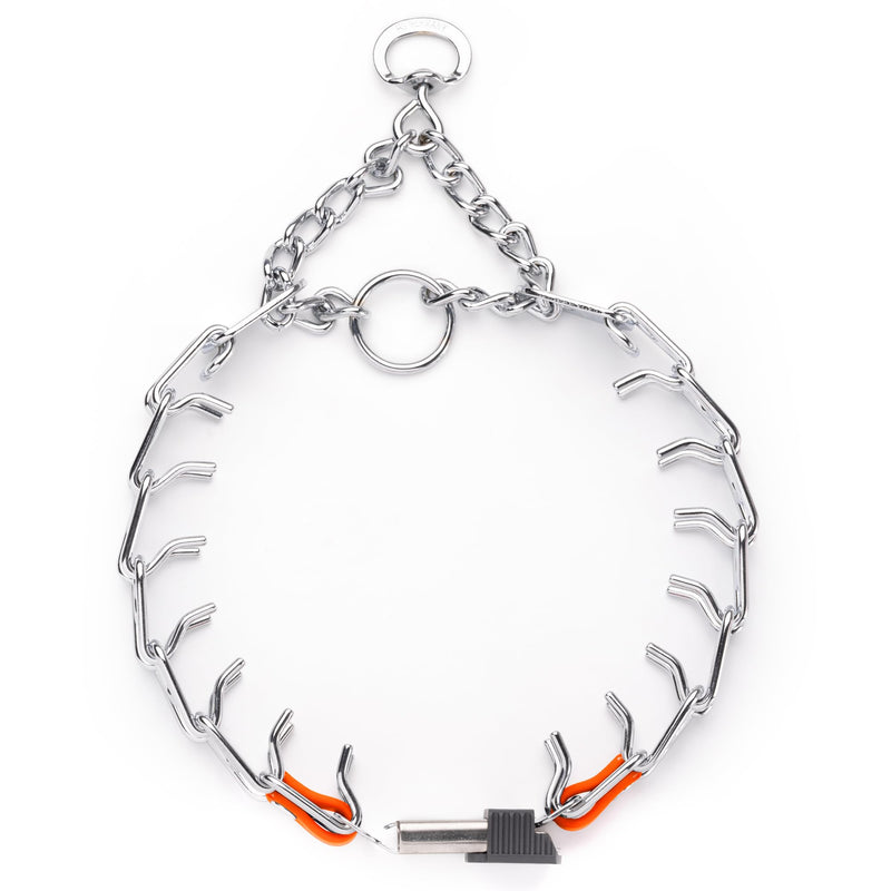 Herm Sprenger Chrome Plated Steel Dog Collar with Short Links and Quick Release ClicLock Buckle and Biothane Insert Made in Germany 20in x 3.0mm (Neck Size up to 16-17in) (Hunter Orange) Hunter Orange - PawsPlanet Australia