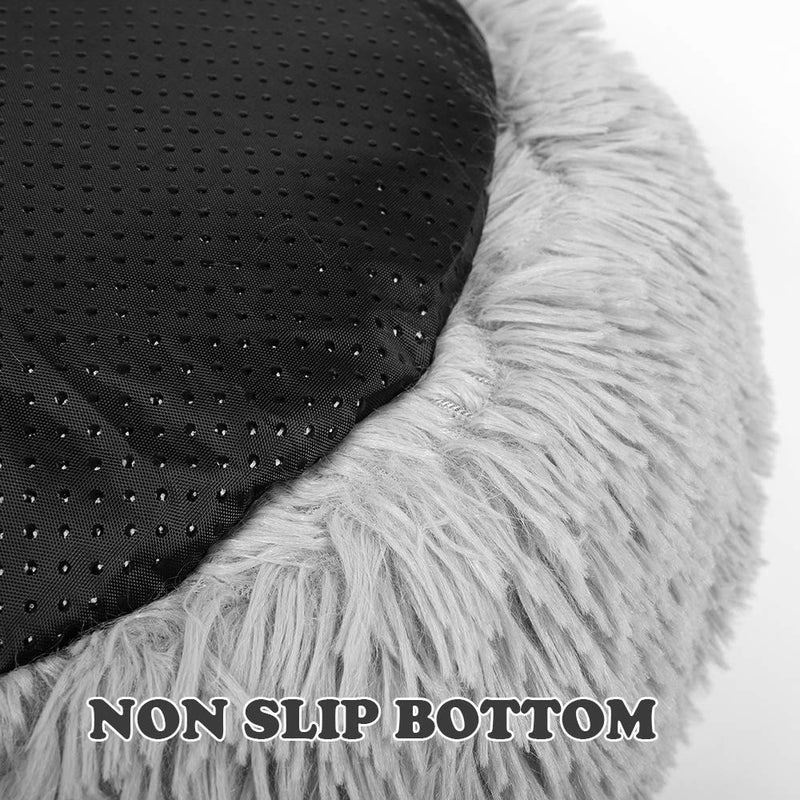 otoez Kitten Puppy Bed Small Round Dog Cat Beds Anti Anxiety Plush Pet Calming Donut Bed with Non-Slip Waterproof Bottom, Washable (19.7", Light Grey) 19.7" - PawsPlanet Australia