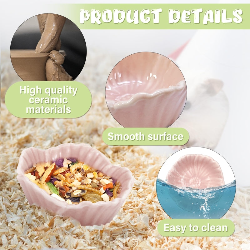 Small Ceramic Pet Hamster Bowl, Easy to Clean Anti Flipping Hamster Food and Water Bowl Feeding Bowl, Small Animal Bowls for Golden Bears, Rabbits, Hedgehogs, Dutch Pigs, Parrots (Pink, s) Pink - PawsPlanet Australia