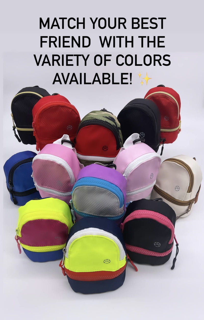 LLC Dog Backpack, Cat Backpack, Small Carrier | Clip on Harness or Leash, Fun Pet Treat Holder, Toy Bag, or Waste Dispenser | OG Neon Series Color (Pink Black City Mode) - PawsPlanet Australia