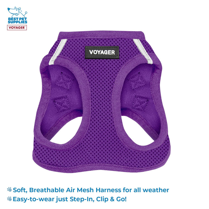 Voyager Step-in Air All Weather Mesh Harness and Reflective Dog 5 ft Leash Combo with Neoprene Handle, for Small, Medium and Large Breed Puppies by Best Pet Supplies - Leash Harness (Purple), L