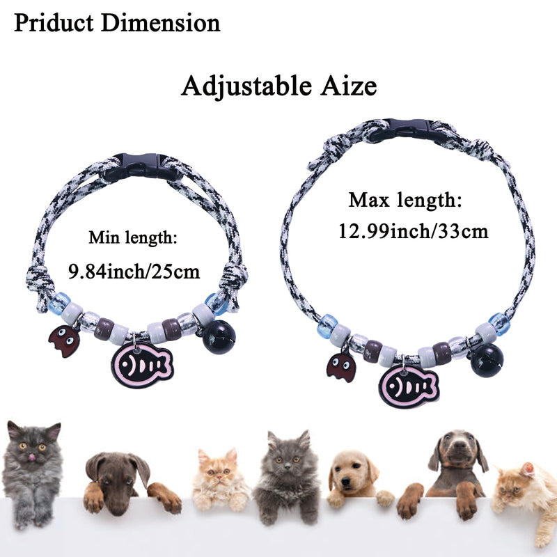 Breakaway Cat Collar with Bell Adjustable Length Collar for Small Dog & Cat(Black) Black - PawsPlanet Australia