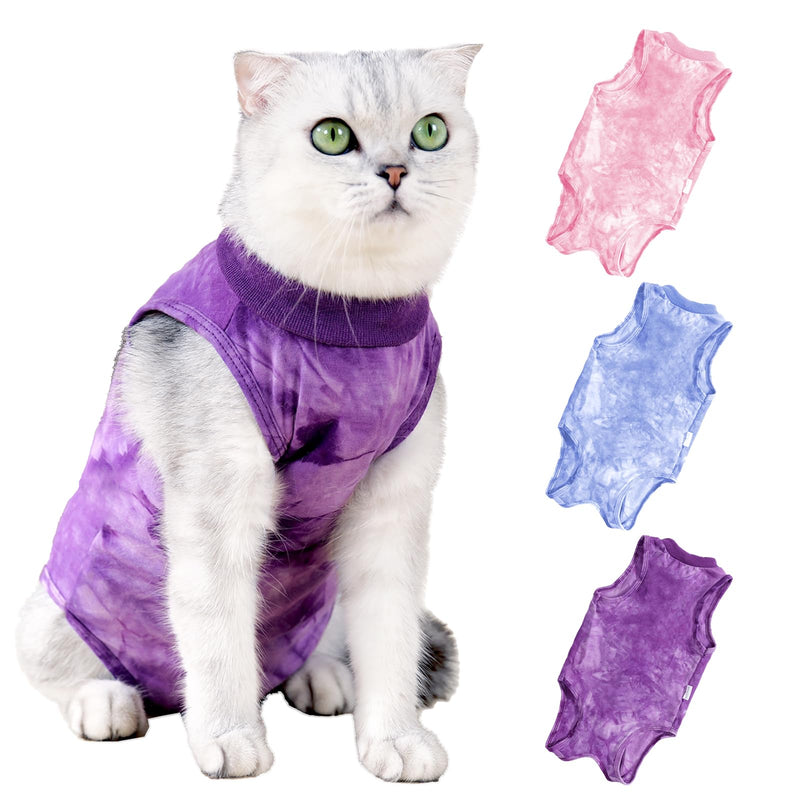 Cat Recovery Suit for Spay Cat Onesie for Cats After Surgery, Breathable Cat Surgery Recovery Suit Female Male Surgical Spay Suit, Kitten Recovery Suit E Collar Alternative Anti Licking Wounds, Large Purple