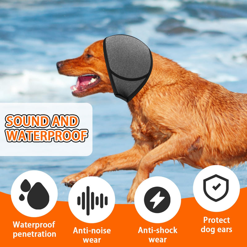 Dog Ear Protectors, Comfort Dogs Ear Muffs Noise Protection, Waterproof Adjustable Dog Snood Swim Ear Protectors for Bathing, Swimming, Travel, Outdoor Activities (Gray, M)