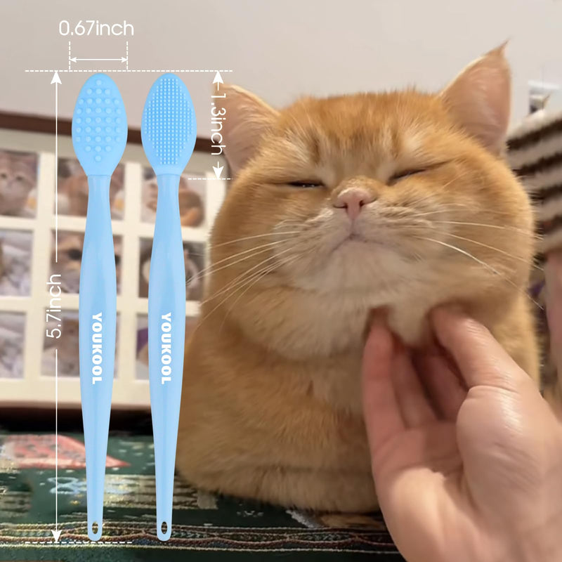 2PCS Pet Black Seed Brush for Cat Chin Acne & Blackhead Removal | Silicone Double-sided Grooming Brush for Acne Treatment | Acne Removing Tool|Cat Grooming Essentials,Blue Blue - PawsPlanet Australia