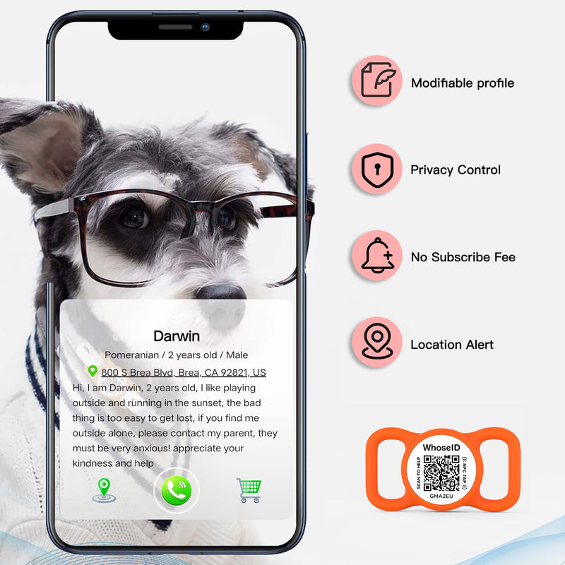 QR Code Dog Tag with NFC, Personalized Pet ID Tag, Silent Dog ID Tag, Modifiable Pet Online Profile, Multiple Emergency Contact, Scan QR Code Send Pet GPS Location Email (Regular, Black&White) Regular - PawsPlanet Australia