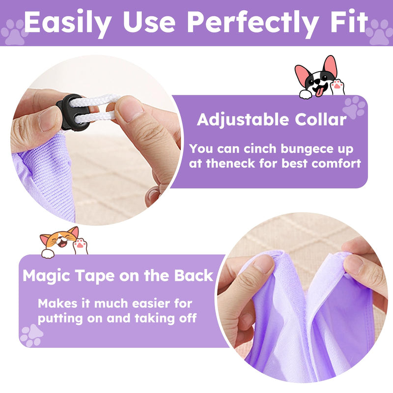 Cat Recovery Suit for Abdominal Wounds or Skin Diseases,Kitten Onesie for Cats After Surgery Wear Surgical Spay Suit for Female Cats Kitten Cone of Shame Alternative-Purple(S) Purple Small - PawsPlanet Australia