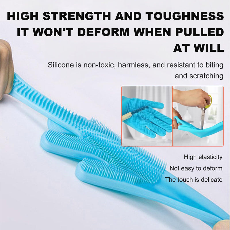 Pet Grooming Gloves, Heat Resistant Silicone Gloves，Silicone Hair Removal Mitt for Dogs and Cats,Cat Bathing Gloves ，Cat and Dog Massage Products， Blue。 - PawsPlanet Australia