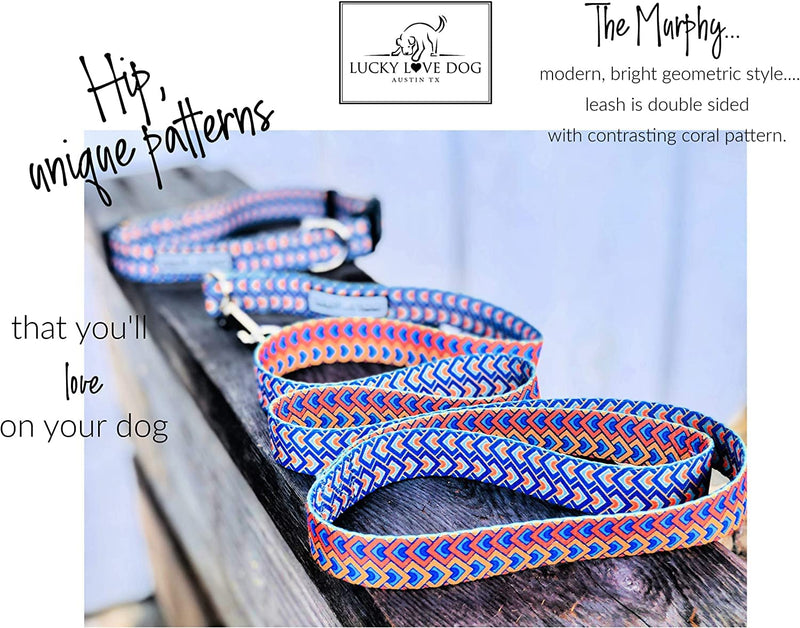 Lucky Love Dog Wide Dog Collar - Adjustable, Durable, Soft Webbing, & Comfortable 1.5 inch Wide Collar for Dogs Male and Female with Strong Buckle - Murphy, Large Large | 15-25" - PawsPlanet Australia