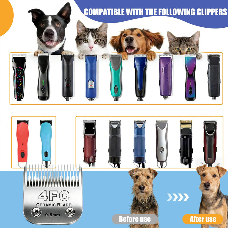 #4FC Clipper Blade Dog Grooming Compatible with Andis Clippers Detachable Carbon Steel Sharp Also Compatible with Wahl/Oster Dog Clippers Gray - PawsPlanet Australia