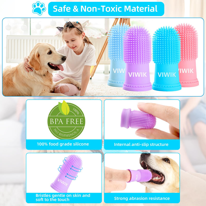 4Pack Dog Toothbrush Dog Tooth Brushing Kit, Cat Finger Toothbrush for Dogs Small Breed, Medium Large Dogs, Puppy Toothbrush for Dog Teeth Cleaning & Dental Care, Pet Finger Toothbrush Kit 1 Count (Pack of 4) - PawsPlanet Australia