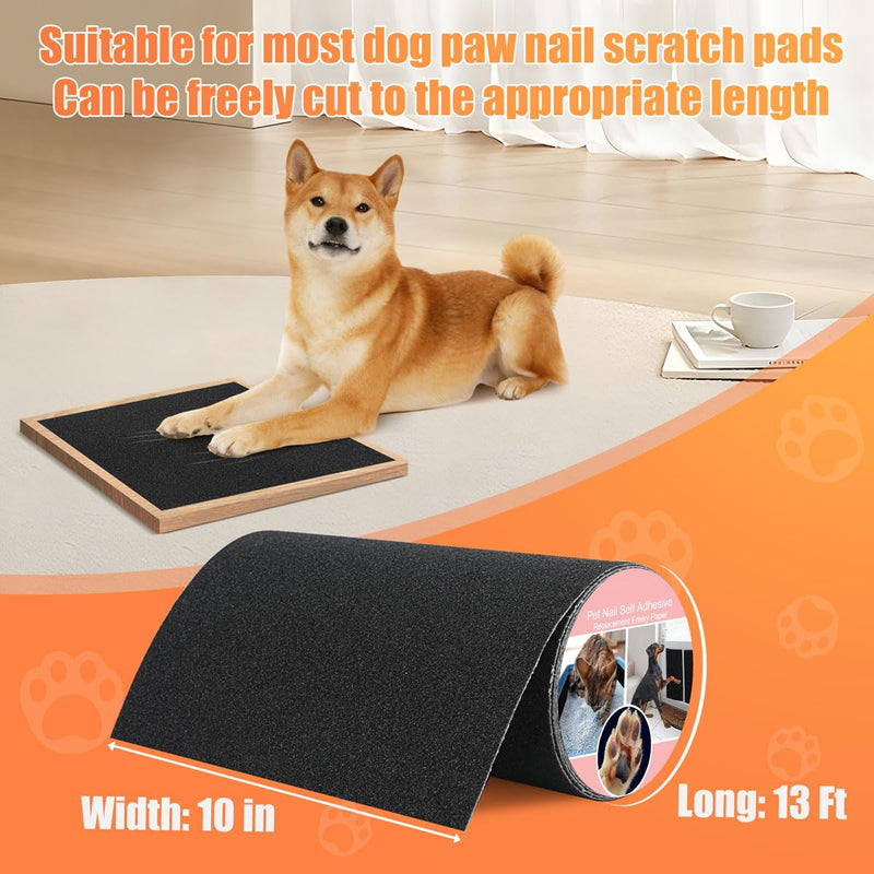 Pet Nail Self Adhesive Replacement Emery Paper Fits Most Dog Scratch Pad Cat Litter Box DIY on The Places Where Pets Like to Scratch Alternatives to Cat and Dog Nail Clippers (10in*13ft, Black) 10in*13ft - PawsPlanet Australia