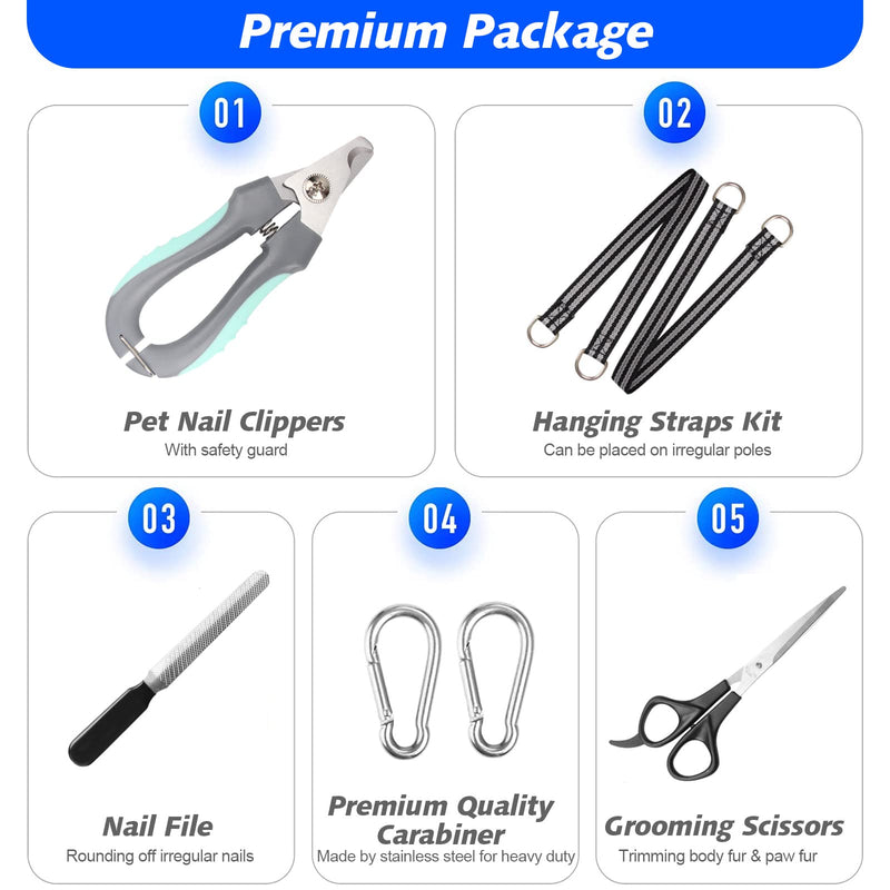 ATESON Pet Grooming Hammock for Medium/Large Dogs with Nail Clippers/Nail Trimmers/Grooming Scissors, Dog Grooming Harness for Nail Trimming, Pet Grooming Sling Helper L for Large Dogs 50LB Blue