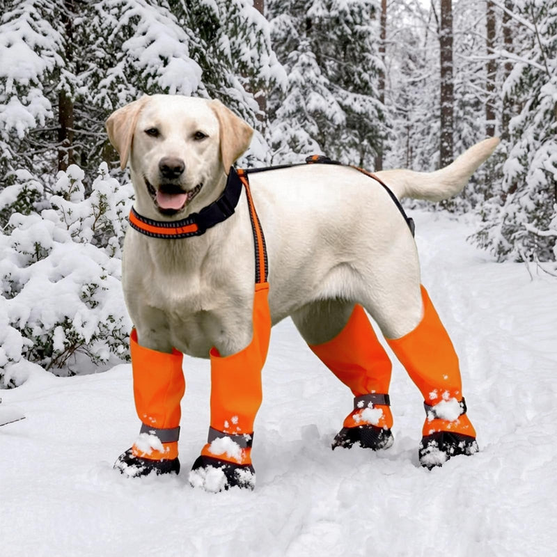 Dog Suspender Boots, Anti-Slip & Fall Waterproof Dog Shoes Leggings, Dog Paw Protector for Small Medium Dogs, Adjustable Dog Boots Pet Shoes for Outdoor Walking S Orange