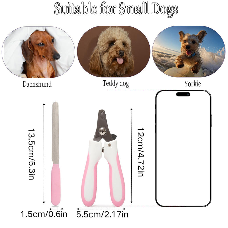 Small Dogs Nail Clippers, Multi-Pet Safety Rabbits Cats Professional Grooming Tool with Nail File (Pink) Pink - PawsPlanet Australia