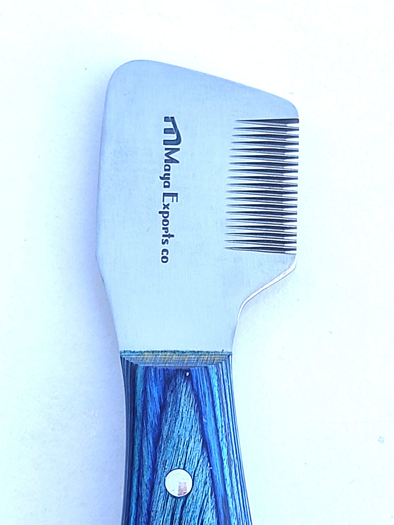 Dog Grooming Coat Stripping Knife Stripper Trimmer Tool Wooded Handle tripping Knives Set of 6 for pets in Stainless Steel (Blue) Blue - PawsPlanet Australia
