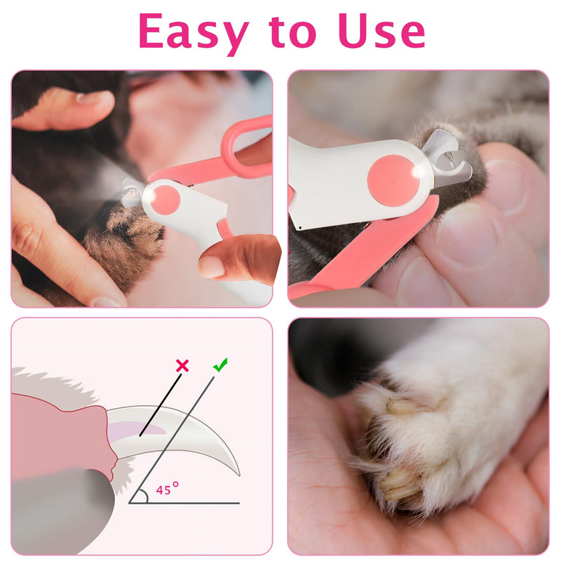 Small Animals Nail Clippers with LED Lights to Avoid Excessive Cutting and Razor Sharp Blades - Professional Claw Trimmer for Tiny Dog Cat Kitten Bunny Rabbit Bird Guinea Pigs Ferret Hamsters (Pink) Pink