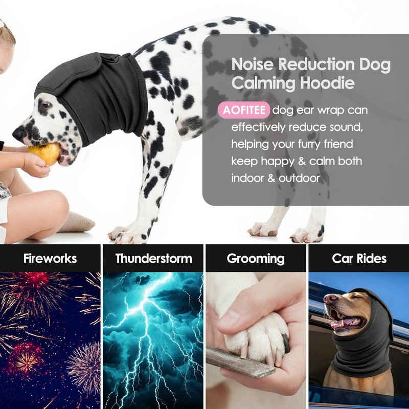 AOFITEE Dog Calming Hoodie, Soft Dog Ear Muffs Noise Protection for Anxiety Relief, Adjustable No Shake Ear Wraps for Dogs Noise Protection Head Wrap for Firework, Grooming, Thunderstorms, Grey S Small