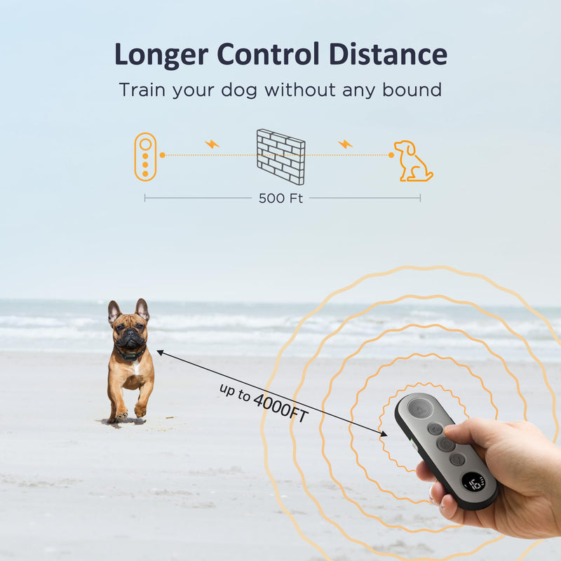 PATPET Dog Training Collar with Remote - Electric Dog Shock Collars for Small Medium Large Dogs, 3 Adjustable Safe Modes Rechargeable Waterproof E Collar for Dogs (8-120 lbs) Dark Grey - PawsPlanet Australia