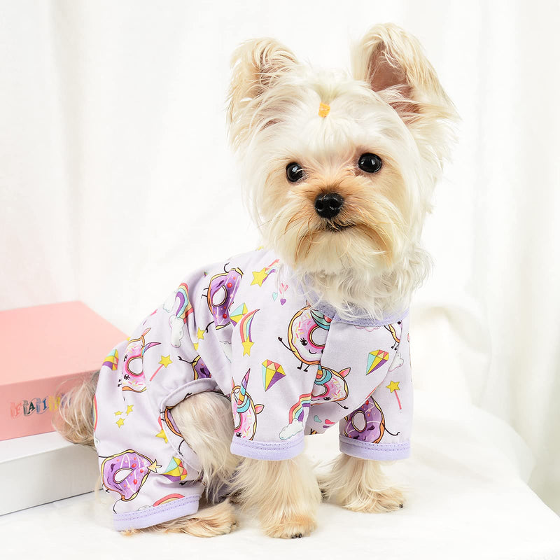 Dog Pajamas for Small Dogs Girl Boy Puppy Pjs Summer Pet Onesies for Chihuahua Yorkie Teacup Cute Soft Material Stretch Able Cat Clothes Outfit Apparel Doggy Jumpsuit (Small, Doughnuts)