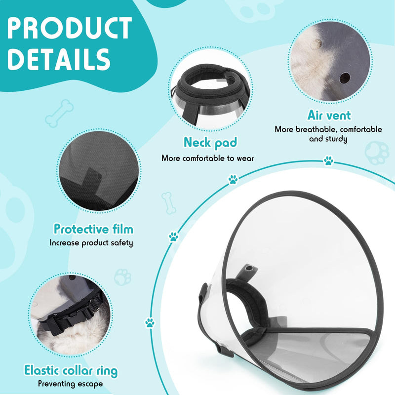 Dog Cone Collar, Transparent Recovery Collar for Large Medium Small Dogs, Soft Cone for Dogs After Surgery to Prevent Licking Wound, Enhanced Visibility Elizabethan Collar Ultra Transparent XL(Neck:17-20.5") - PawsPlanet Australia