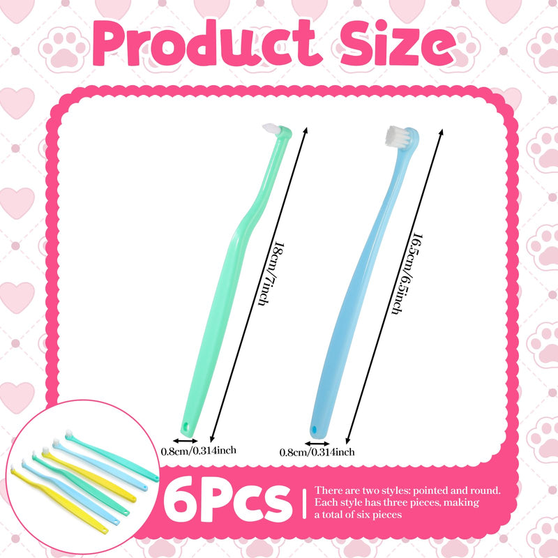 6 Pcs Small Dog Cat Toothbrush Cat Dental Care Pets Toothbrush Micro Head Cats Deep Teeth Cleaning Brush Dental Care Supplies Portable Soft Tooth Brush for Puppy Small Dog Cats - PawsPlanet Australia