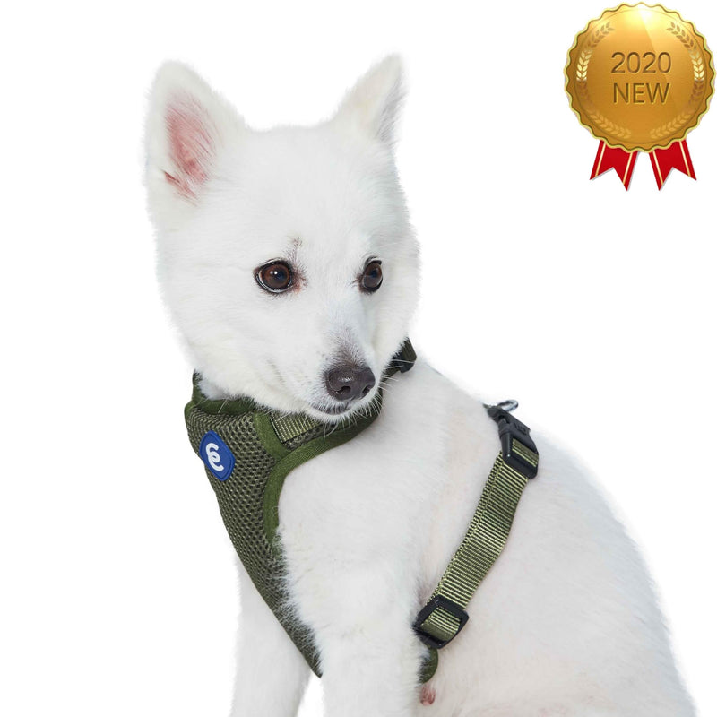 Blueberry Pet Essentials Adjustable No-Pull Dog Harness Size Small| Adjustable Step-in Easy Walk Harness | Classic Solid Nylon Vest in Military Green - PawsPlanet Australia