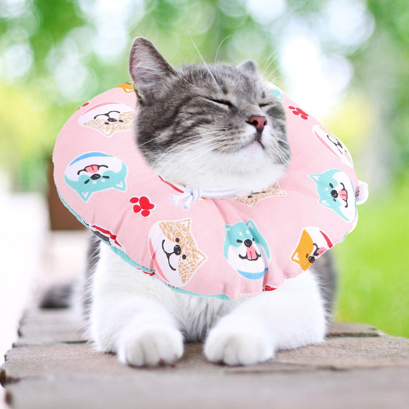 Alipis Breathable Patterned Small Cute Kitten Comfortable Cotton Cat Collar for Post-Surgery Recovery and Health Checks