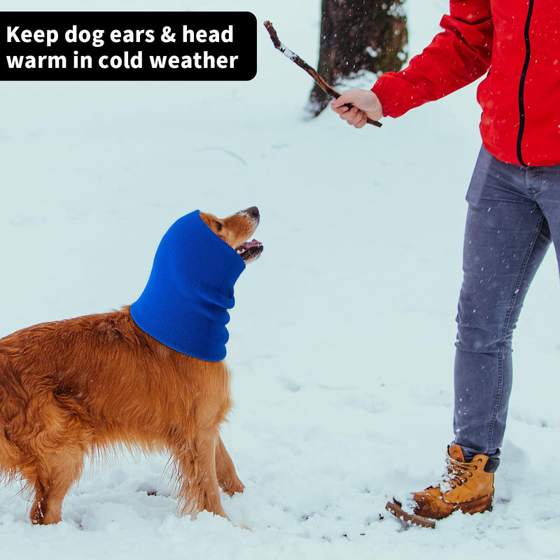 3 Pack Dog Calming Ear Cover for Small, Medium, Large Sizes, Soft & Stretchy Pet Anxiety Relief Hoodie Dog Cat Ear Muffs Noise Reducing for Thunder,Fireworks,Grooming Drying (Blue) Blue