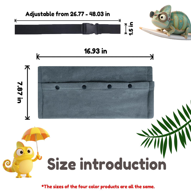 Adjustable Bearded Dragon Carriers Sling, Animal Sling Carrier Bag for Geckos, Crested Geckos, Lizards, Chameleons - Portable Reptile & Small Pet Outdoor Carrier Bag (Gray) Gray