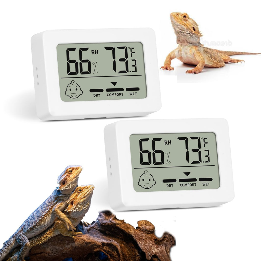 Reptile Tank Accessories Bearded Dragon Tank Thermometer Humidity Gauge for Leopard Gecko, Jumping Spider, Snake, Gecko, Ball Python, Lizard(2 Pack)