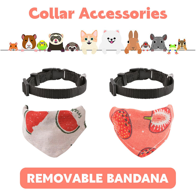 2-Pack Ferret Bandana Collar & Bibs, Quick Release Buckle, Fruit Pattern, Small Size, Red & Pink - PawsPlanet Australia